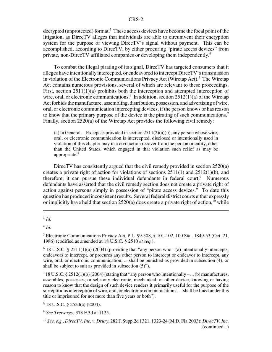 [20040818]RS21912_私人诉讼权和窃听法：“DirecTV”诉讼.pdf_第2页