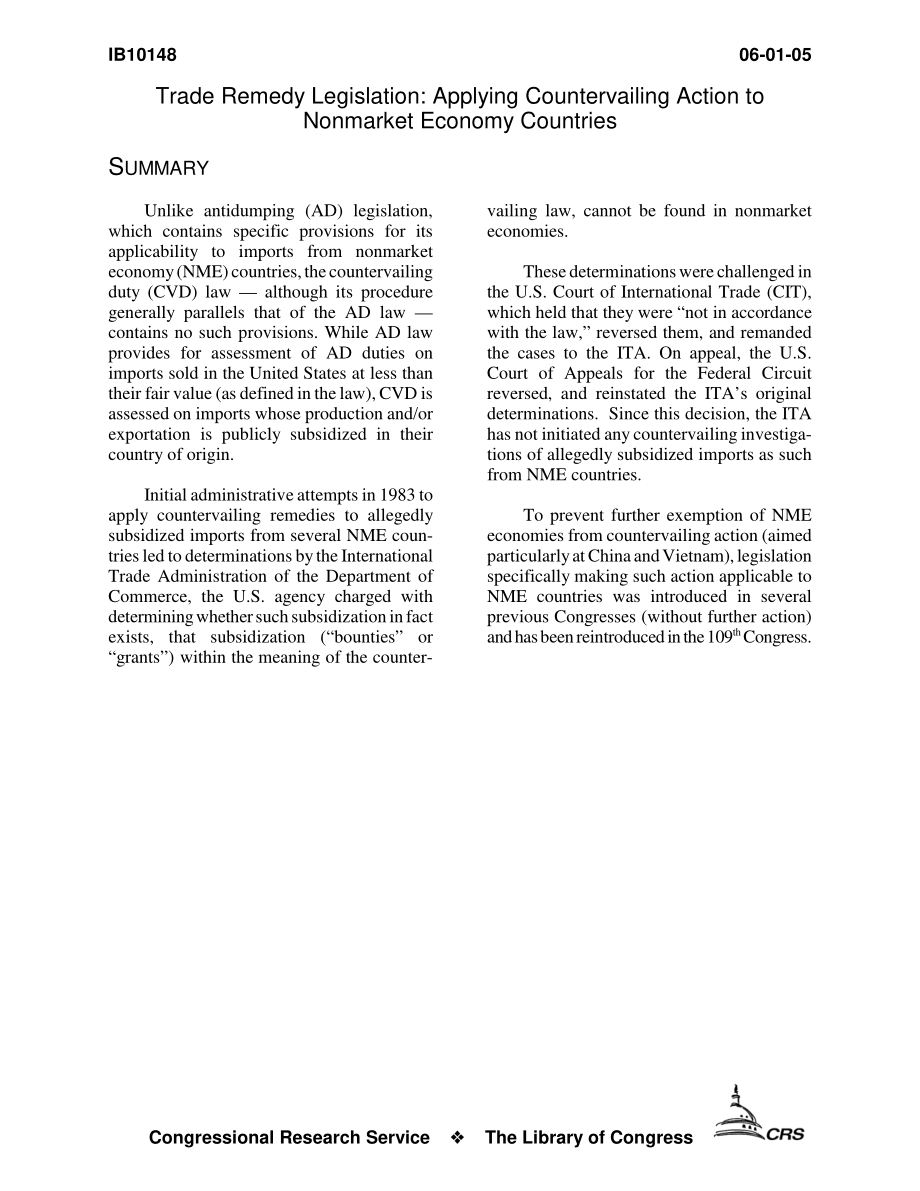 [20050601]IB10148_贸易救济立法：对非市场经济国家适用反补贴行动.pdf_第3页
