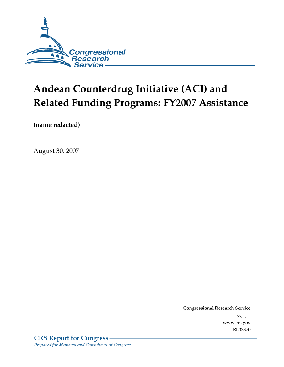 [20070830]RL33370_安第斯禁毒倡议（ACI）及相关资助计划：2007财年援助.pdf_第1页