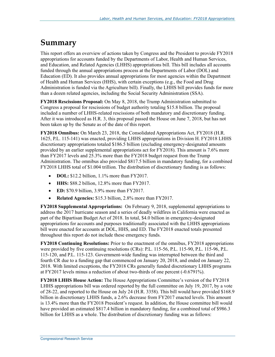 [20180913]R45083_劳动、卫生和公共服务以及教育：2018财年拨款.pdf_第2页