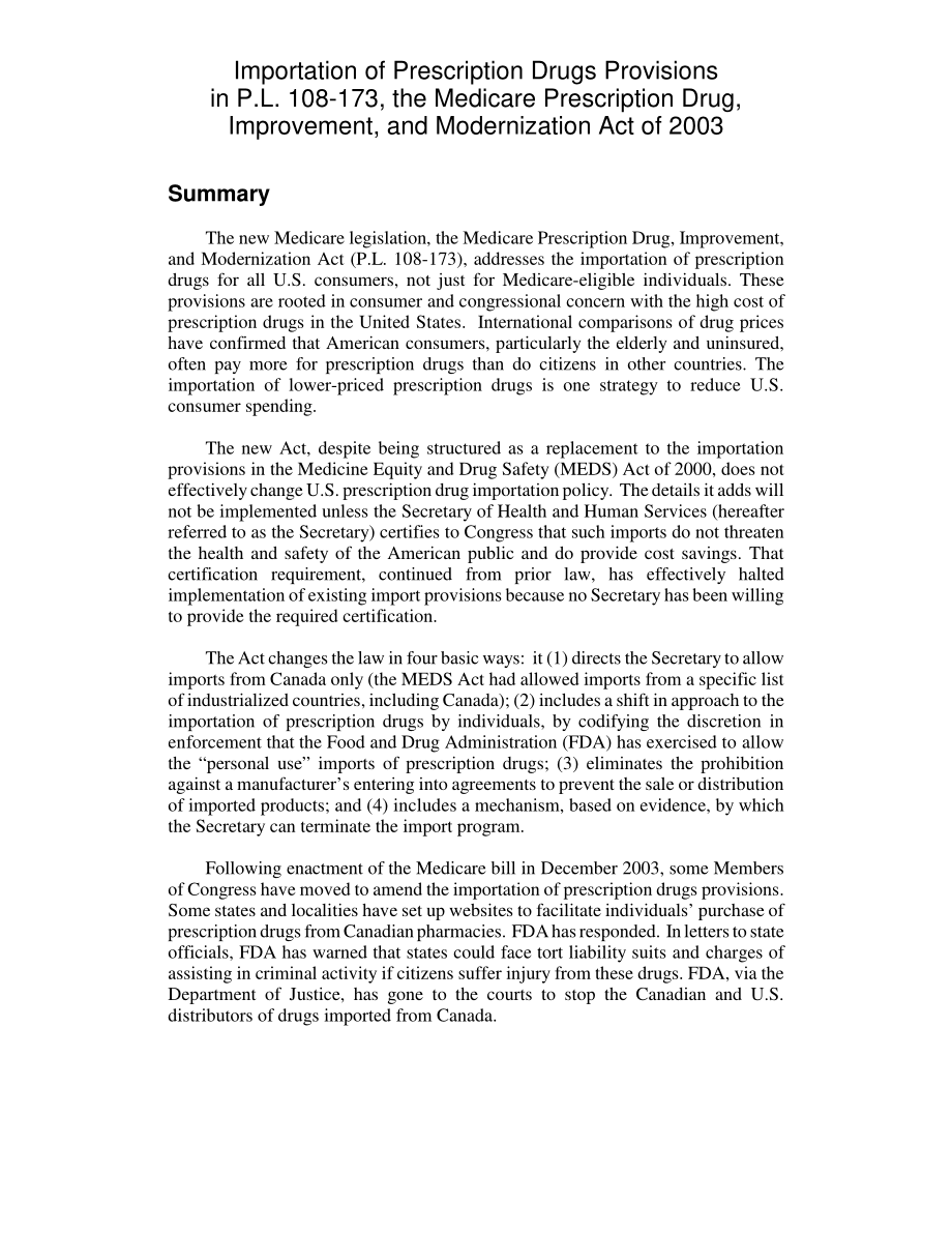 [20040312]RL32271_P.L.中的处方药进口规定108-173《2003年医疗保险处方药、改进和现代化法案》.pdf_第2页
