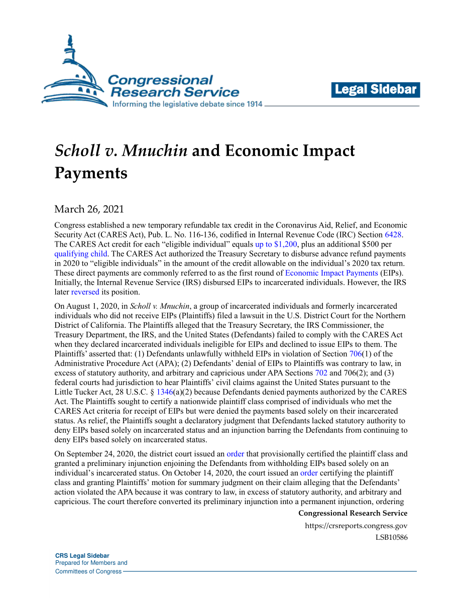 [20210326]LSB10586_Scholl v.Mnuchin和经济影响付款.pdf_第1页