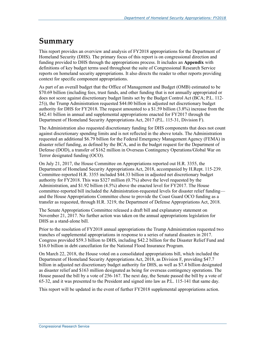 [20180522]R44927_国土安全部拨款：2018财年.pdf_第2页