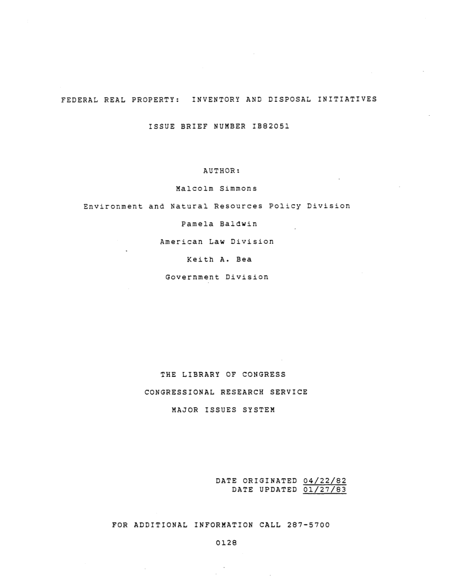 [19830127]IB82051_联邦不动产：库存和处置计划.pdf_第1页