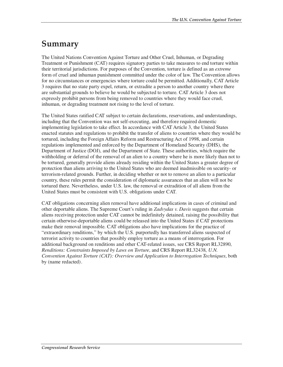[20090121]RL32276_联合国禁止酷刑公约：美国驱逐外国人执行政策概述.pdf_第2页