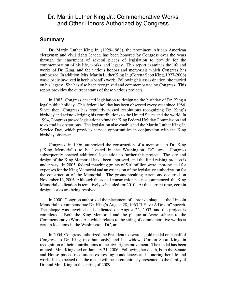 [20081104]RL32983_马丁·路德·金博士：国会授权的纪念作品和其他荣誉.pdf_第2页