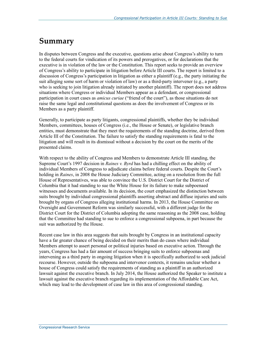 [20140904]R42454_国会参与第三条法院：诉讼资格.pdf_第2页