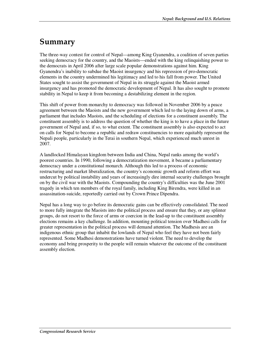 [20070730]RL31599_尼泊尔：背景和美国关系.pdf_第2页