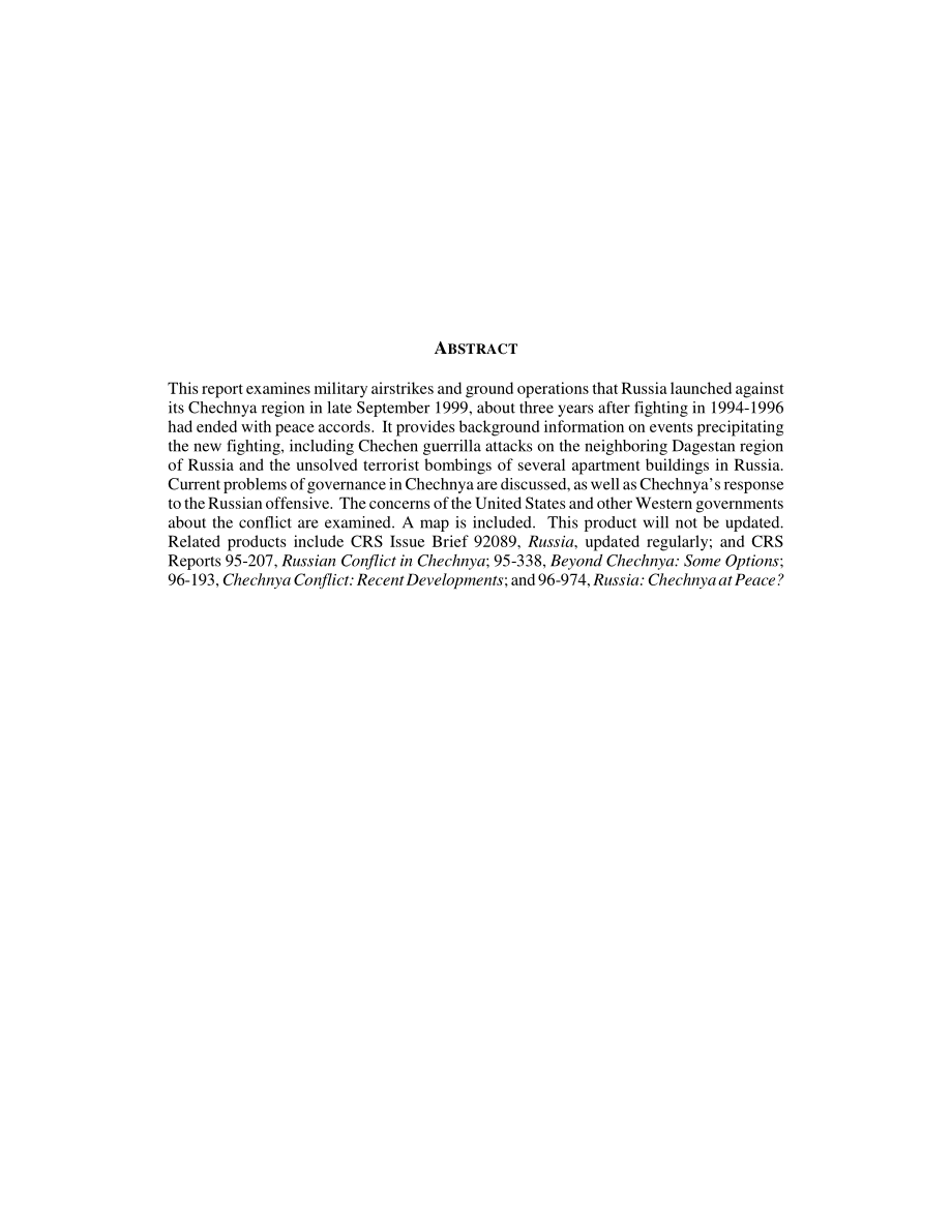 [20000503]RL30389_重新爆发的车臣冲突：1999-2000年的发展.pdf_第2页