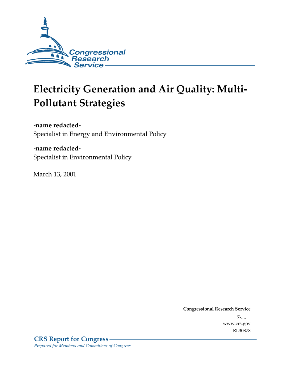 [20010313]RL30878_发电和空气质量：Multi-Pollutant Strategies.pdf_第1页