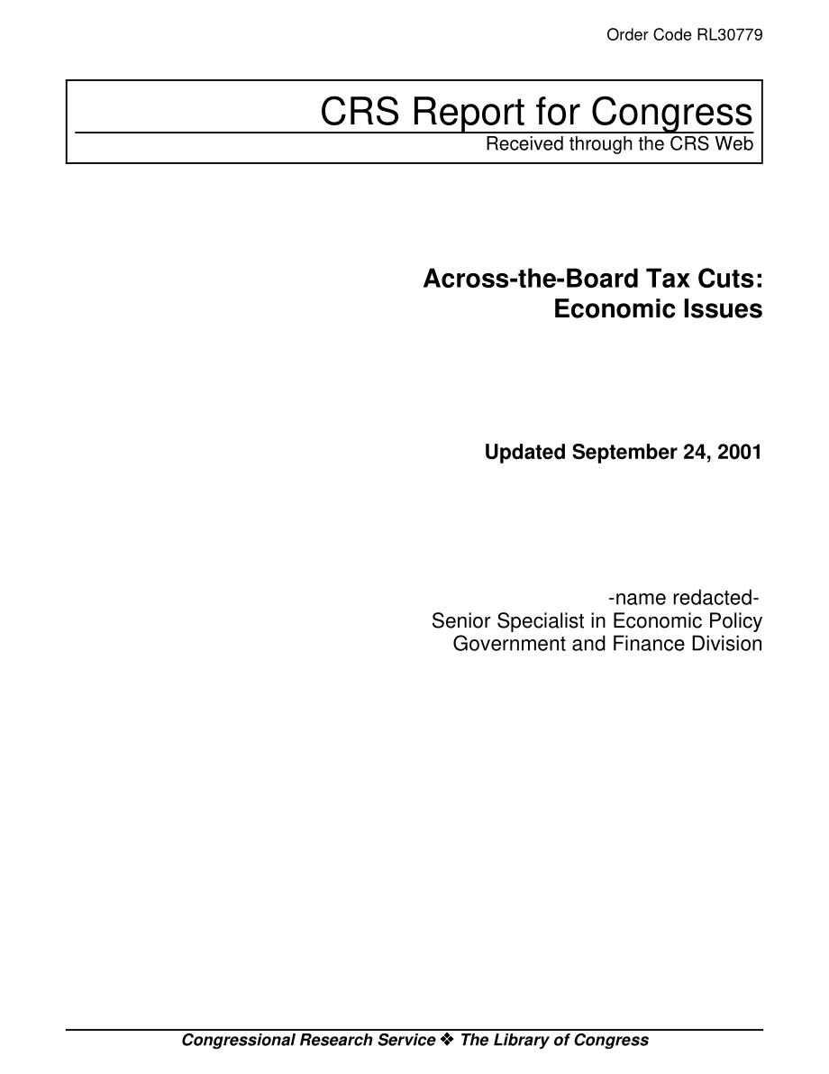[20010924]RL30779_全面减税：经济问题.pdf_第1页