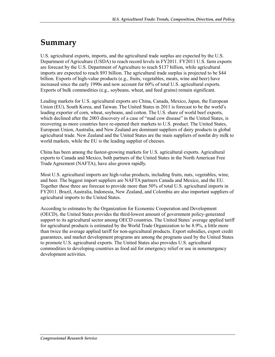 [20120521]98-253_美国农业贸易：趋势、构成、方向和政策.pdf_第2页
