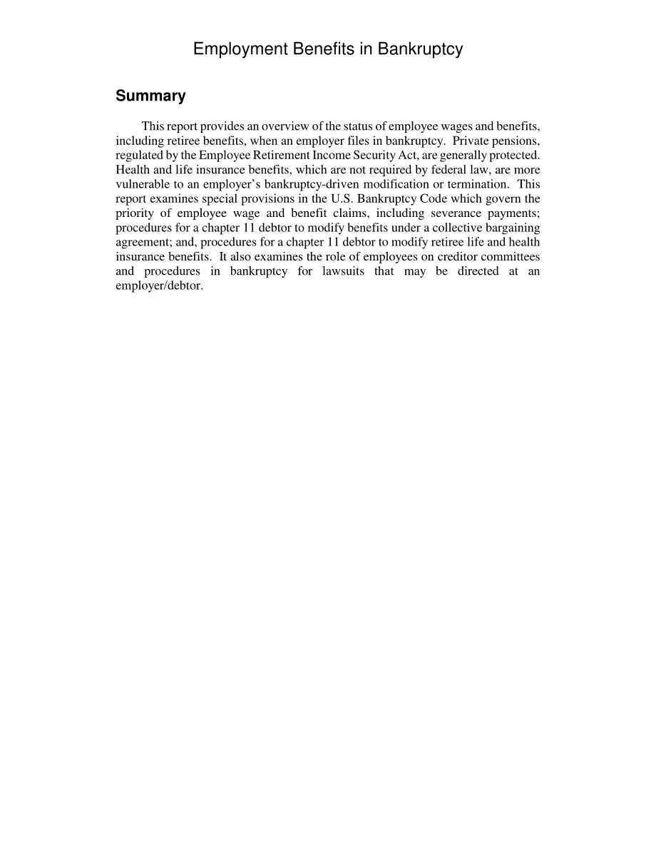 [20030619]RL30641_破产中的就业福利.pdf_第2页