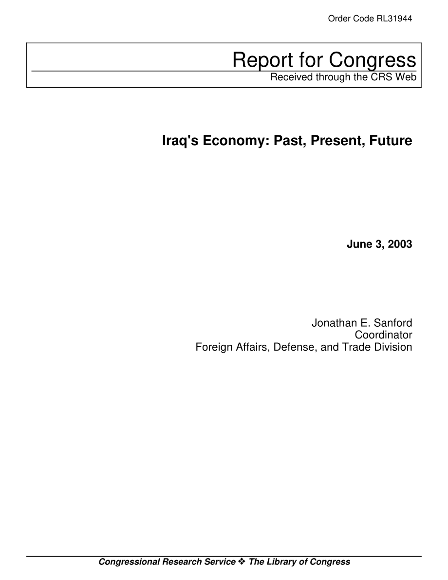 [20030603]RL31944_伊拉克经济：过去、现在、未来.pdf_第1页