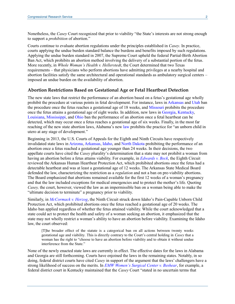 [20190906]LSB10346_审查最近颁布的州堕胎法和由此产生的诉讼.pdf_第2页