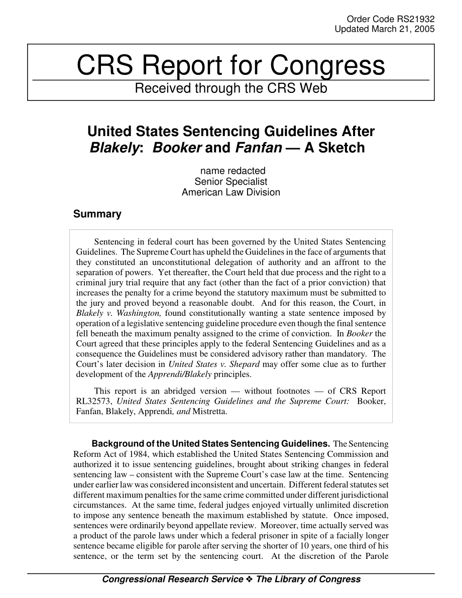 [20050321]RS21932_Blakely之后的美国量刑指南：布克与范凡——素描.pdf_第1页