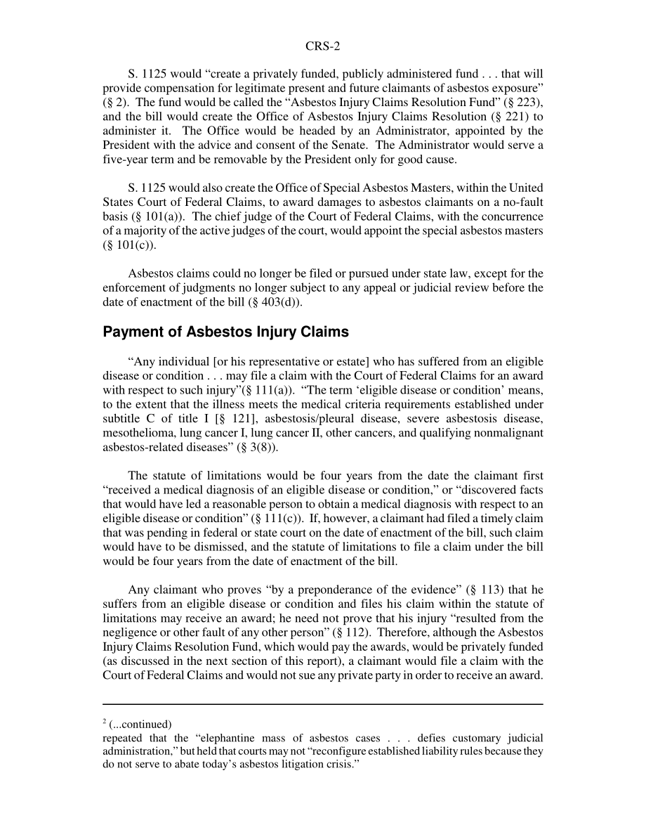 [20030908]RS21540_2003年石棉伤害解决法案的公平性（第108届国会第1125条）.pdf_第2页