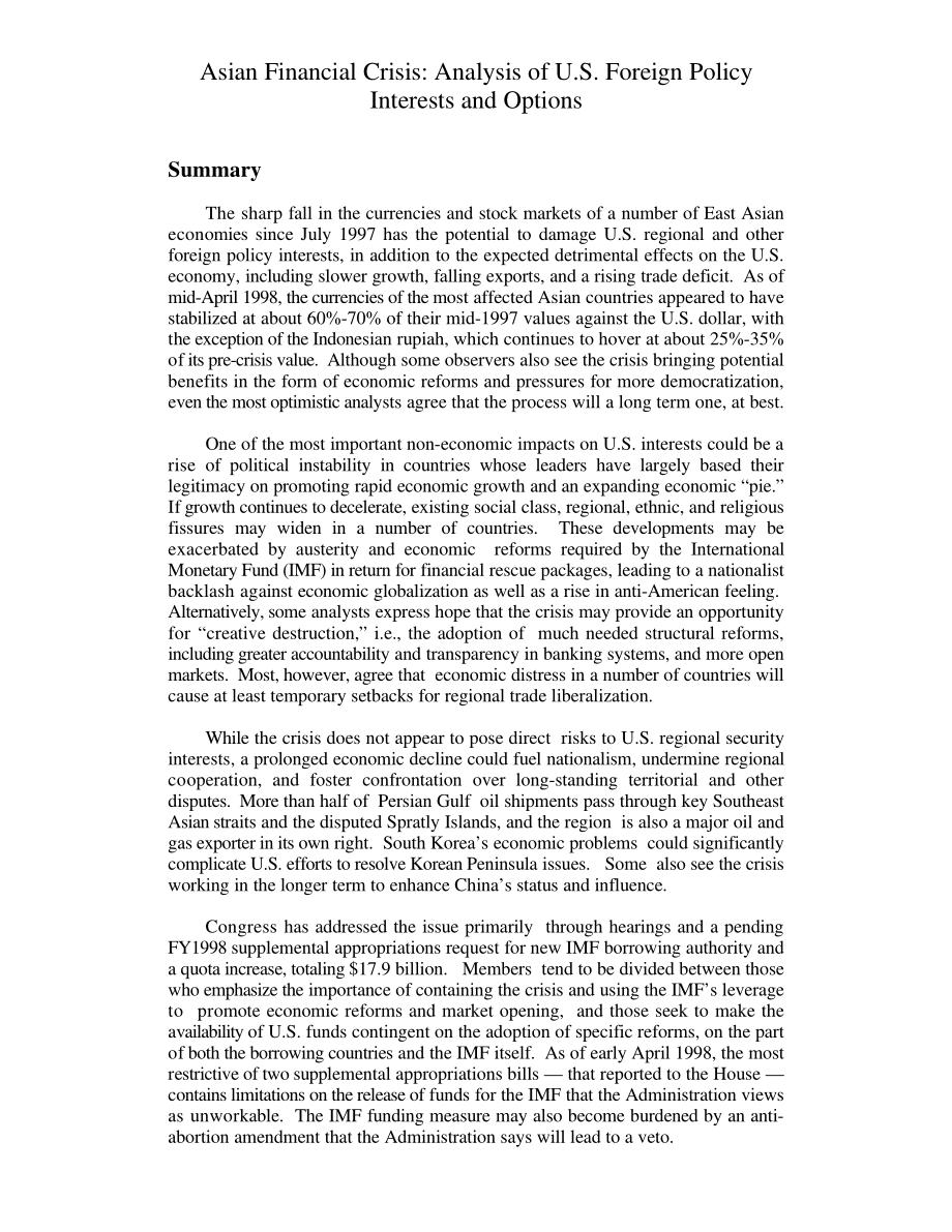 [19980423]98-74F_亚洲金融危机：美国外交政策的利益与选择分析.pdf_第3页