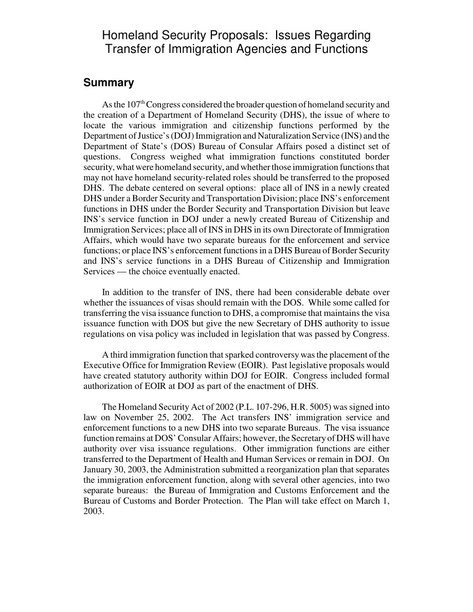 [20030203]RL31560_国土安全提案：关于移民机构和职能转移的问题.pdf_第2页