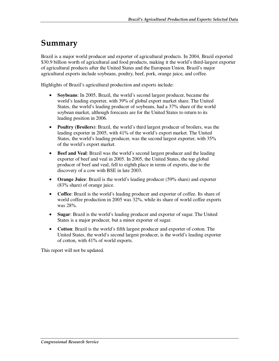 [20061016]RL33699_巴西农业生产和出口：所选数据.pdf_第2页