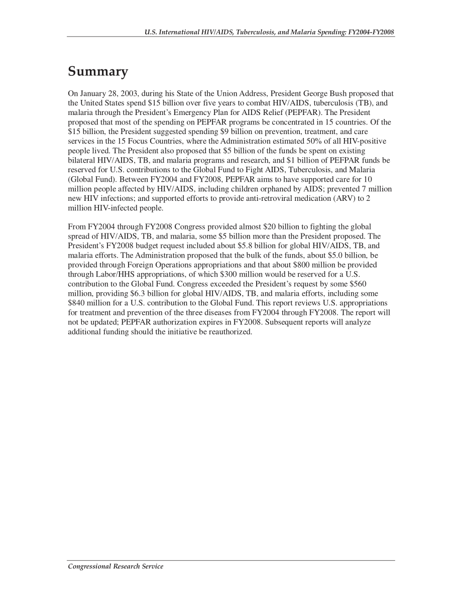 [20080229]RL33485_美国国际艾滋病毒艾滋病、结核病和疟疾支出：2004财年至2008财年.pdf_第2页