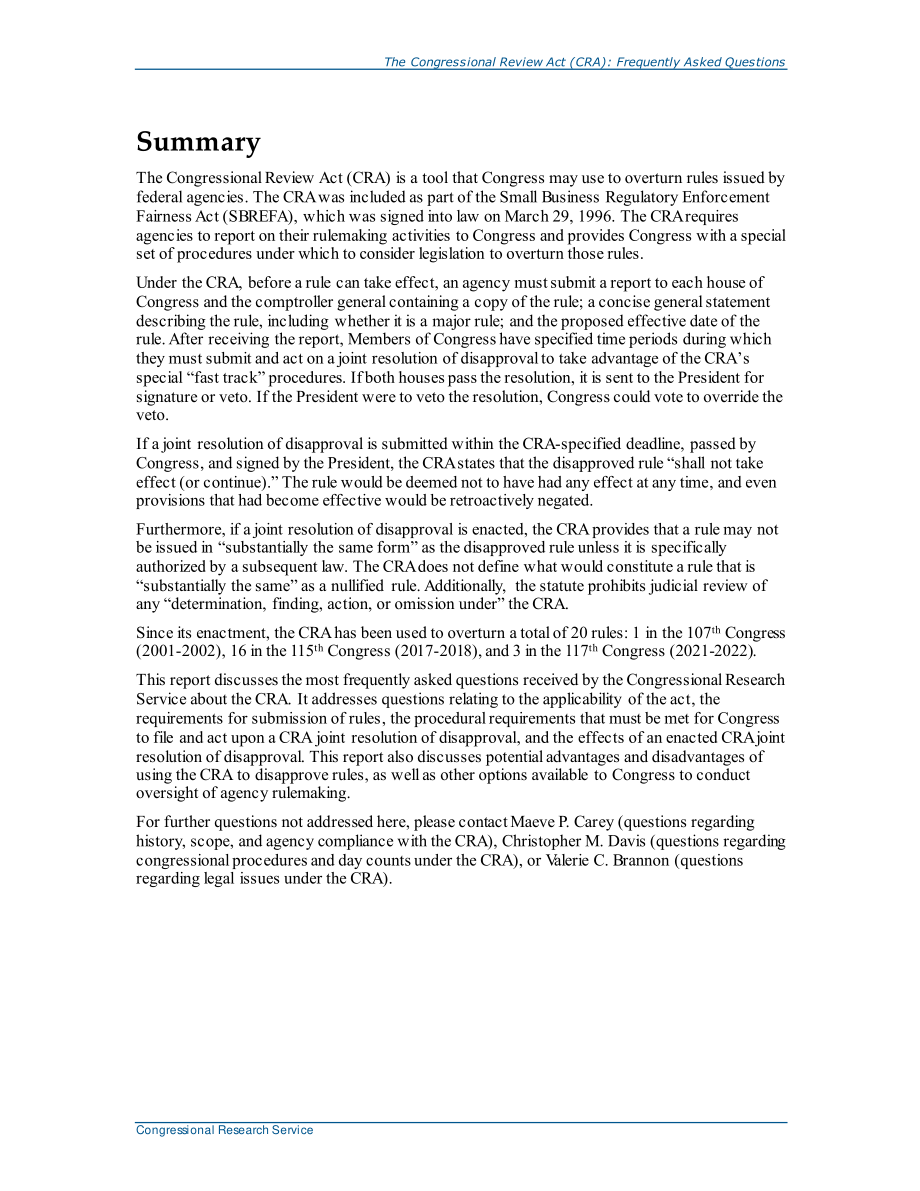 [20211112]R43992_国会审查法案（CRA）：常见问题解答.pdf_第2页