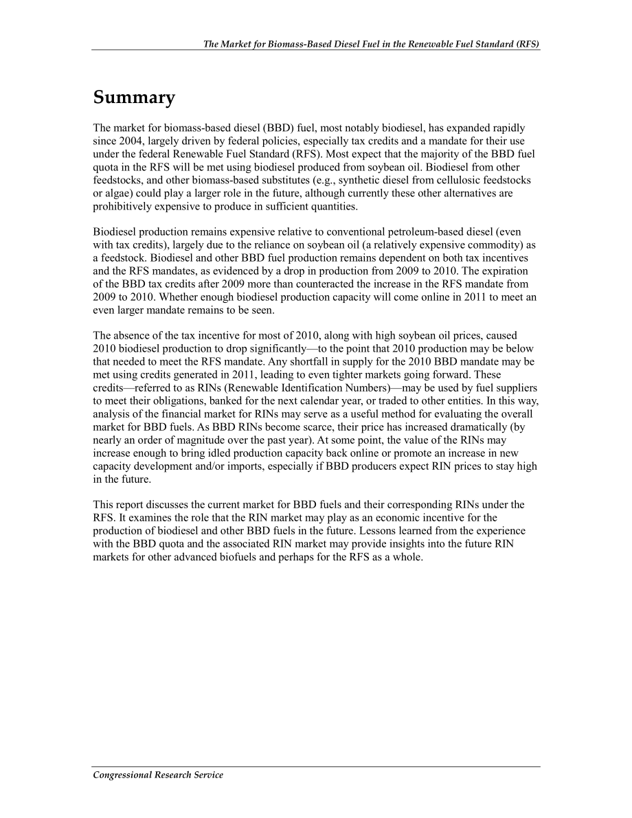 [20110211]R41631_可再生燃料标准（RFS）中生物质柴油的市场.pdf_第2页