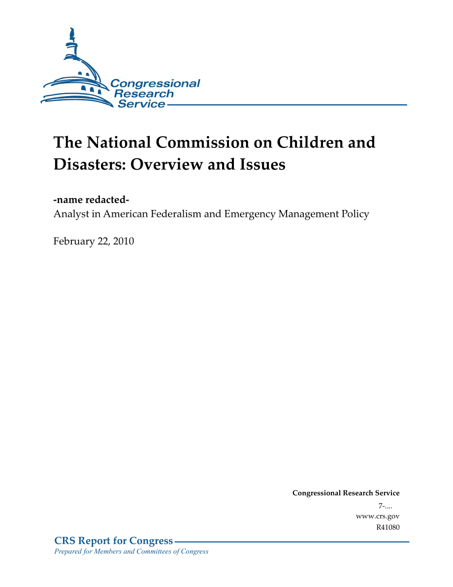 [20100222]R41080_国家儿童与灾害委员会：概述和问题.pdf_第1页