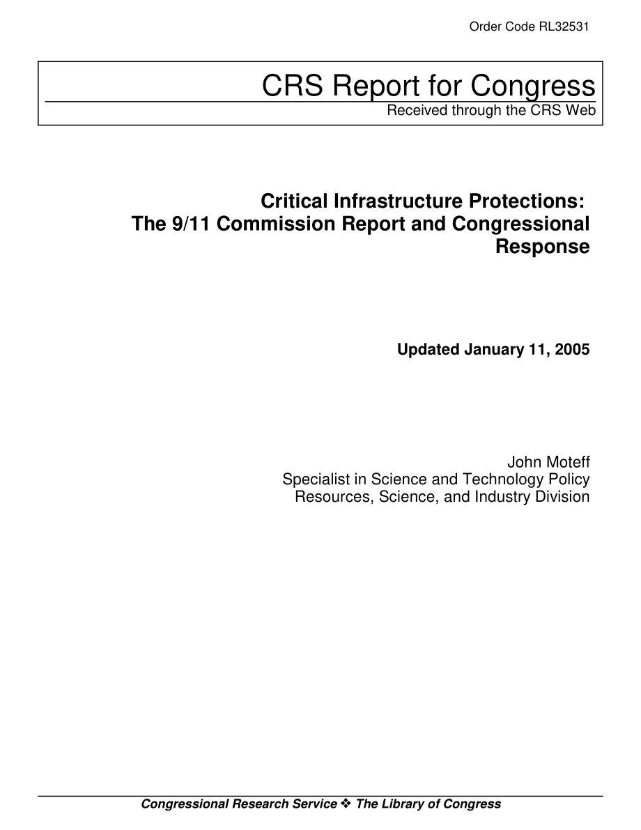 [20050111]RL32531_关键基础设施保护：9·11委员会报告和国会回应.pdf_第1页