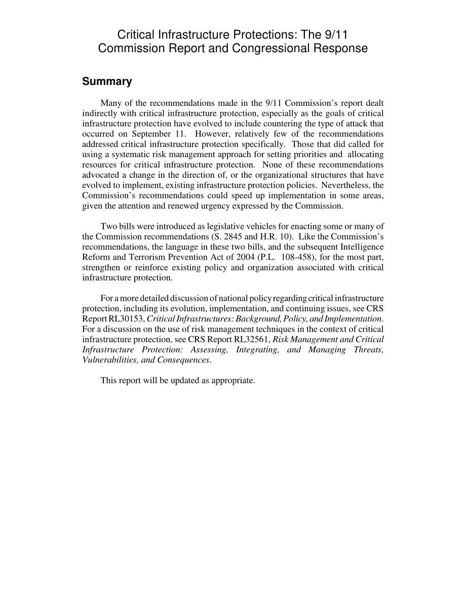 [20050111]RL32531_关键基础设施保护：9·11委员会报告和国会回应.pdf_第2页