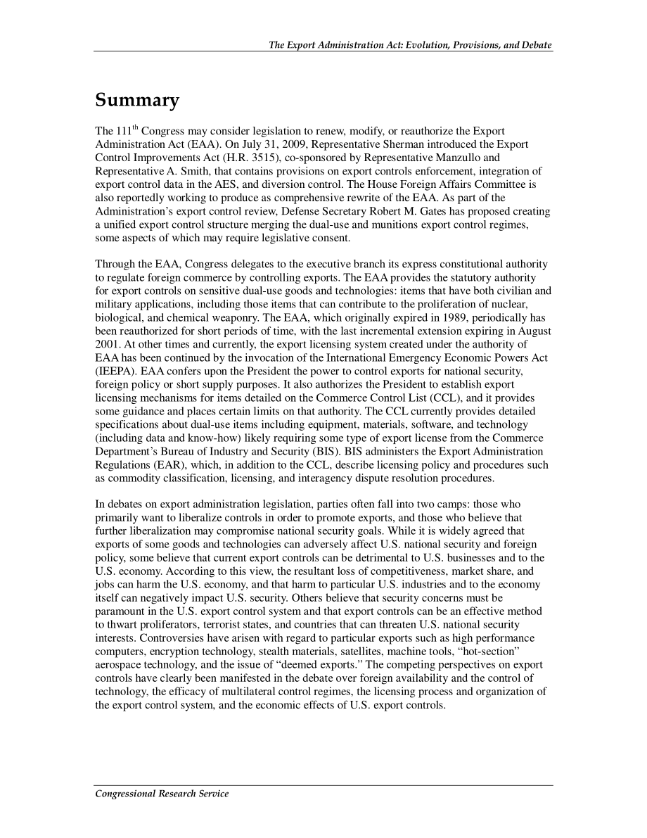 [20100426]RL31832_《出口管理法》：演变、规定和辩论.pdf_第2页