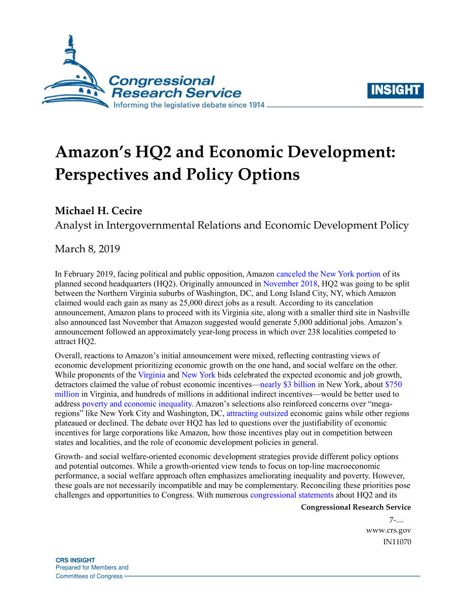 [20190308]IN11070_亚马逊HQ2与经济发展：观点和政策选择.pdf_第1页