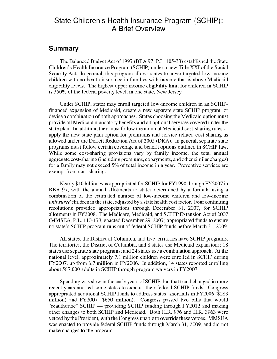 [20080312]RL30473_国家儿童健康保险计划（SCHIP）：简要概述.pdf_第2页