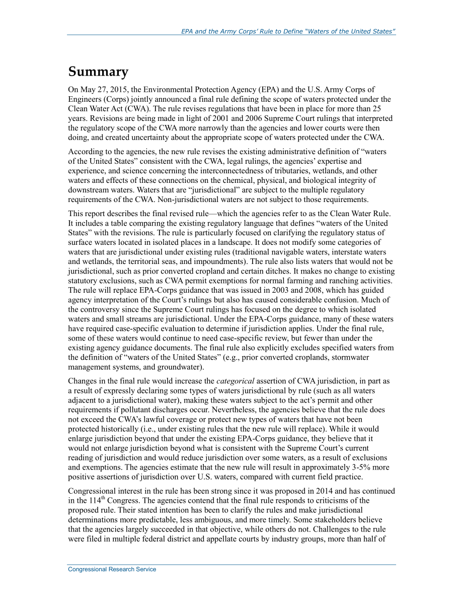 [20170105]R43455_EPA和陆军兵团对“美国水域”的定义.pdf_第2页
