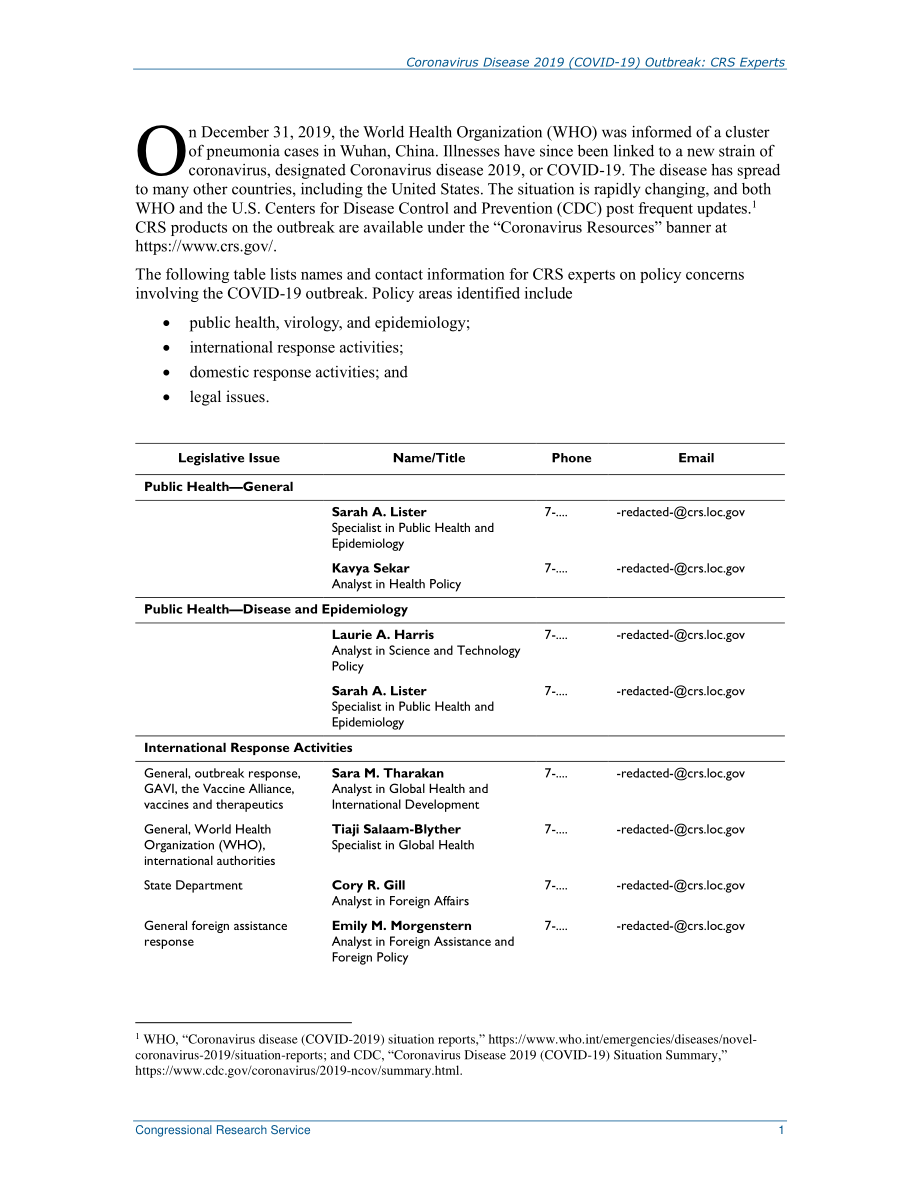 [20200519]R46209_2019年冠状病毒病（COVID-19）大流行：CRS专家.pdf_第2页