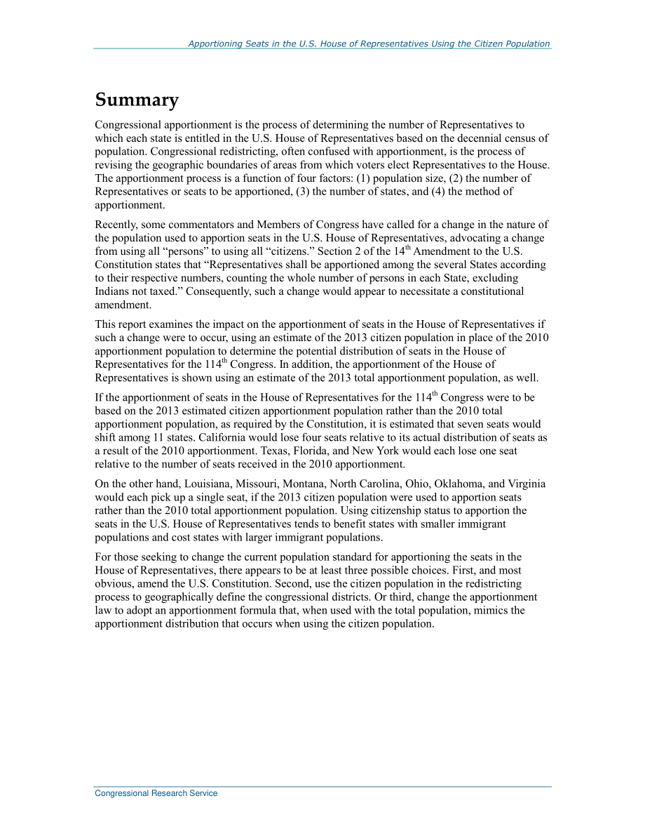 [20151030]R41636_使用2013年估计的公民人口分配美国众议院席位.pdf_第2页