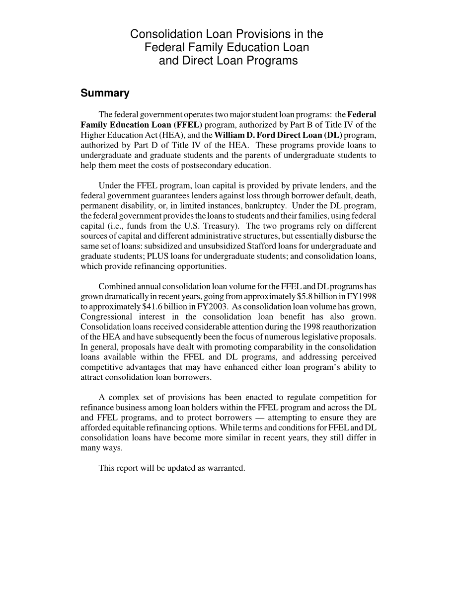 [20041116]RL31575_联邦家庭教育贷款和直接贷款计划中的合并贷款条款.pdf_第2页