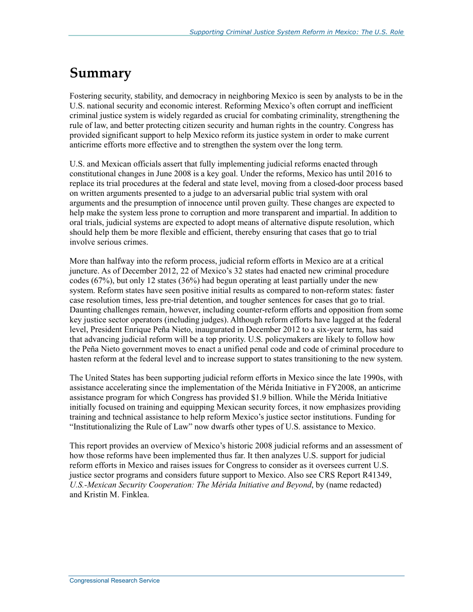 [20130318]R43001_支持墨西哥的刑事司法系统改革：美国的角色.pdf_第2页