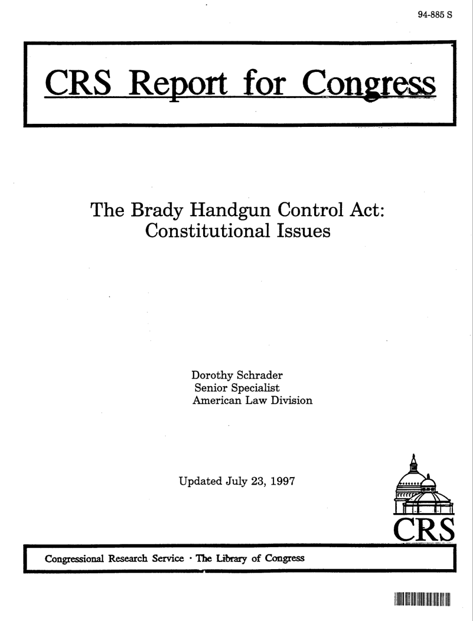 [19951025]94-885_布雷迪手枪管制法案：宪法问题.pdf_第1页