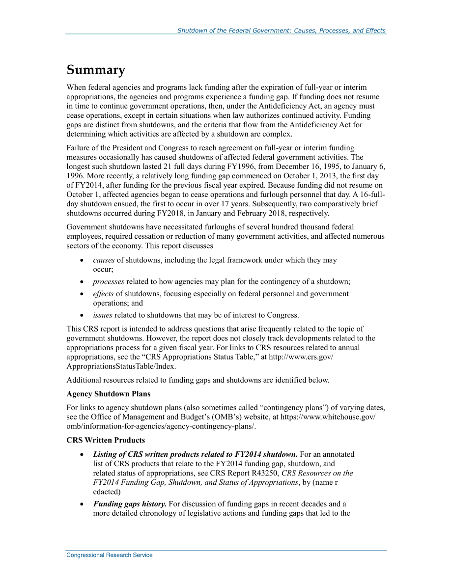 [20181210]RL34680_联邦政府关门：原因、过程和影响.pdf_第2页
