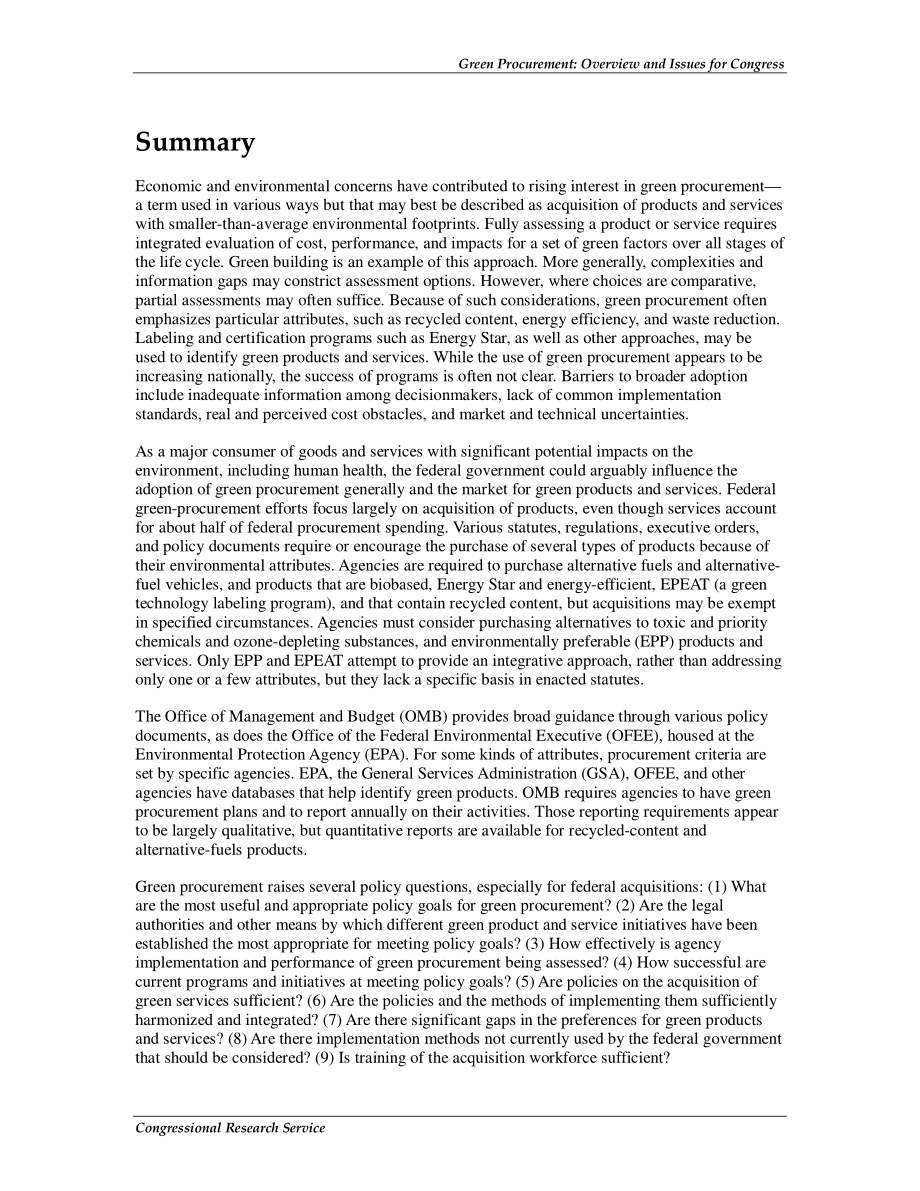 [20100420]R41197_绿色采购：国会概况和议题.pdf_第2页