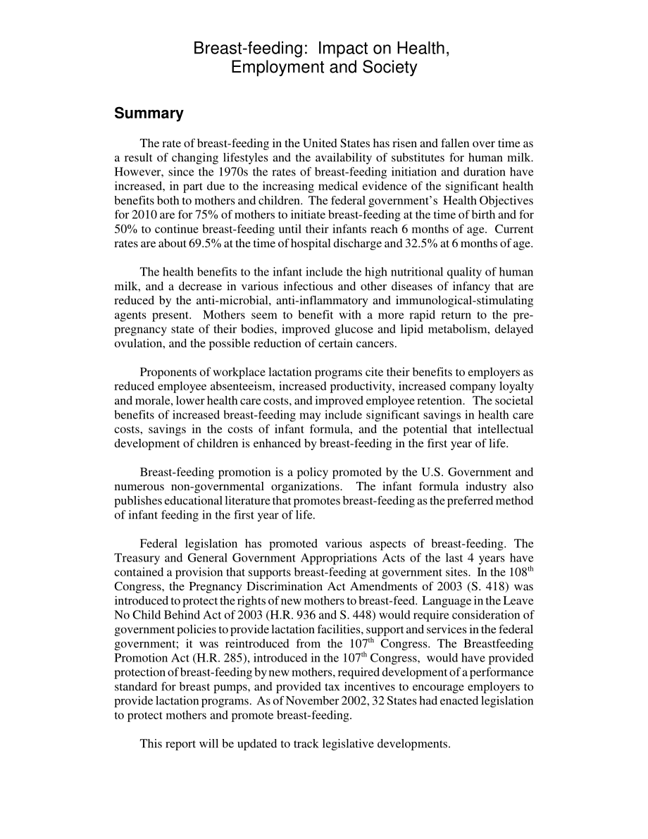 [20030718]RL32002_母乳喂养：对健康、就业和社会的影响.pdf_第2页