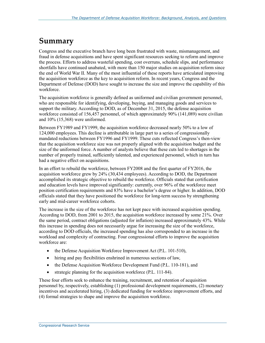 [20160729]R44578_国防部采办人员：背景、分析和国会问题.pdf_第2页