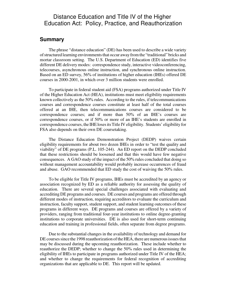 [20050121]RL32490_远程教育和《高等教育法》第四篇：政策、实践和重新授权.pdf_第2页