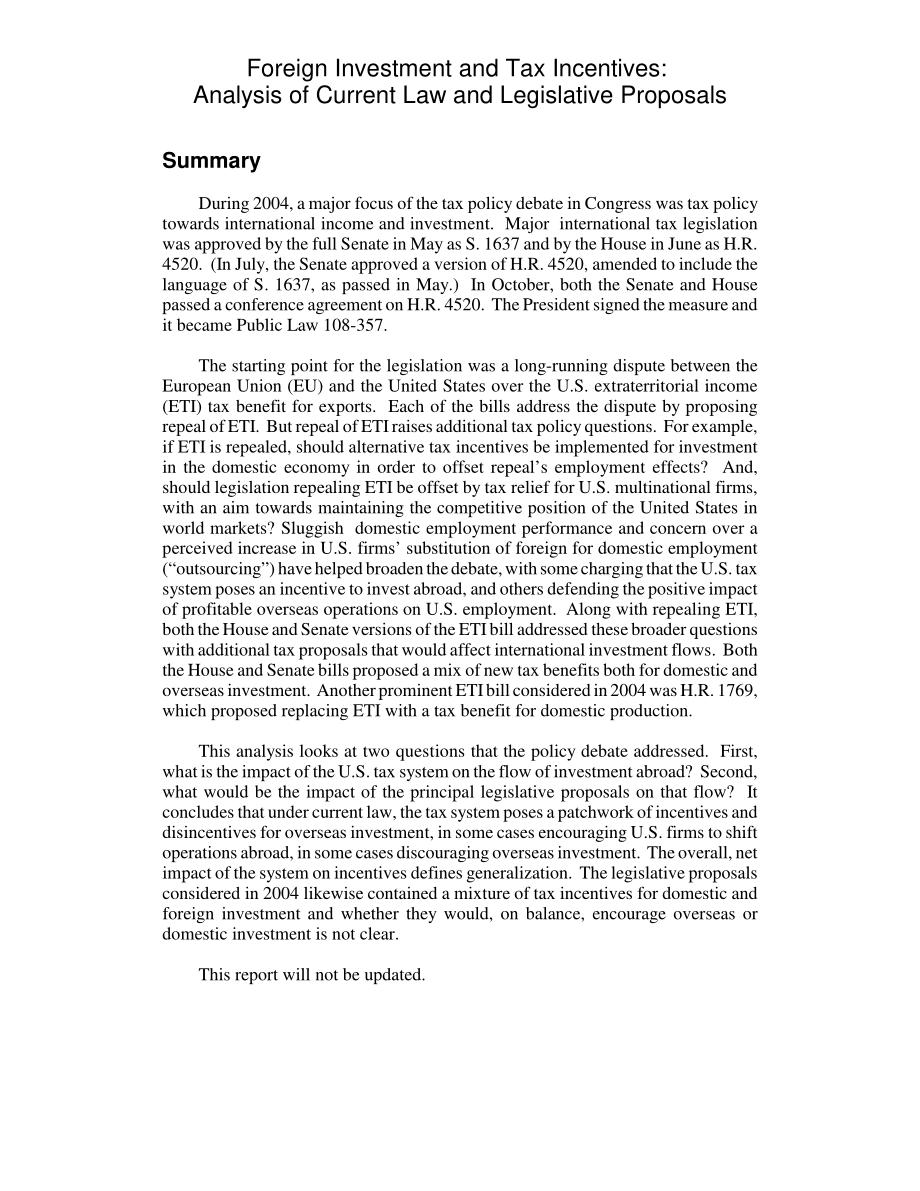 [20041112]RL32429_外国投资和税收优惠：对现行法律和立法建议的分析.pdf_第2页