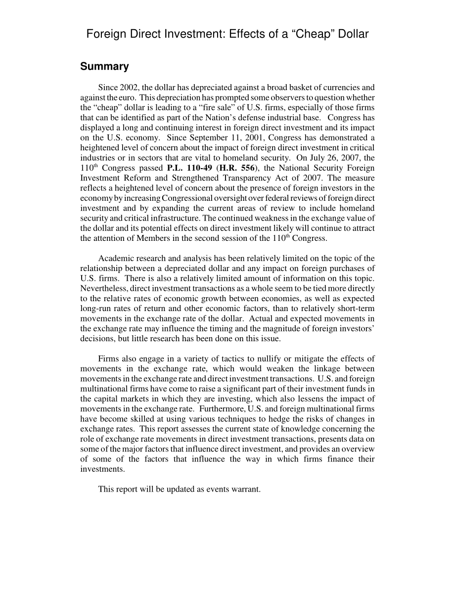 [20080424]RL34000_外国直接投资：“廉价”美元的影响.pdf_第2页