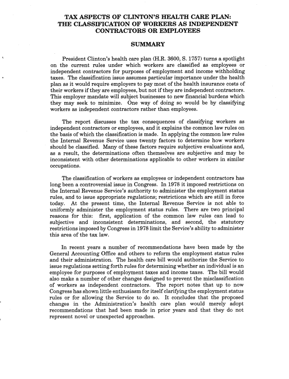 [19940207]94-87_克林顿医疗保健计划的税务方面：将工人分类为独立承包商或雇员.pdf_第2页