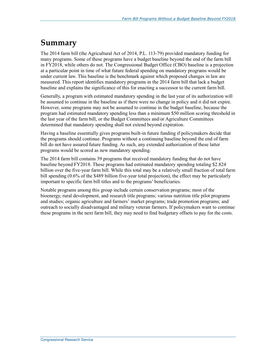 [20180502]R44758_2018财年后无预算基线的农业法案计划.pdf_第2页