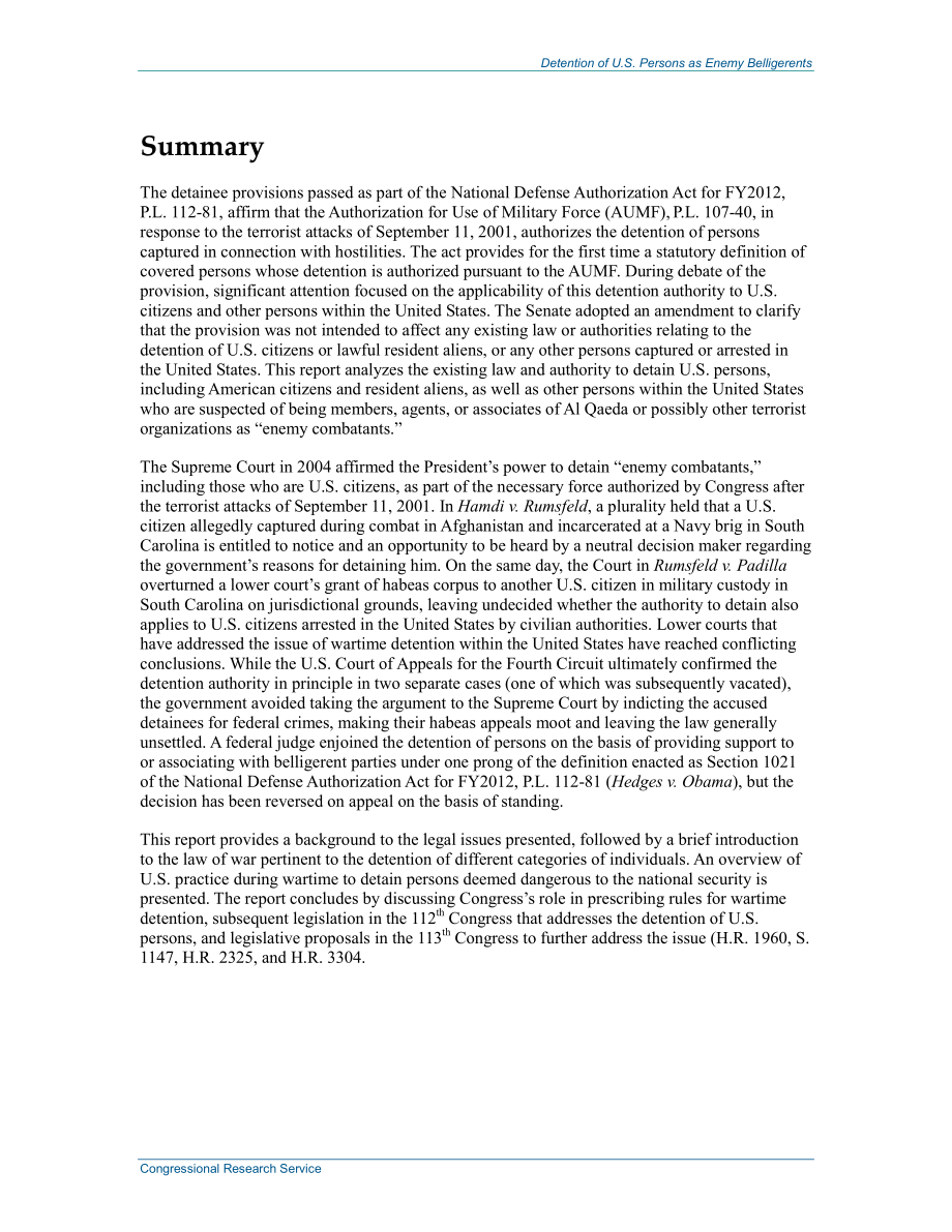 [20140123]R42337_作为敌方交战方拘留美国人.pdf_第2页