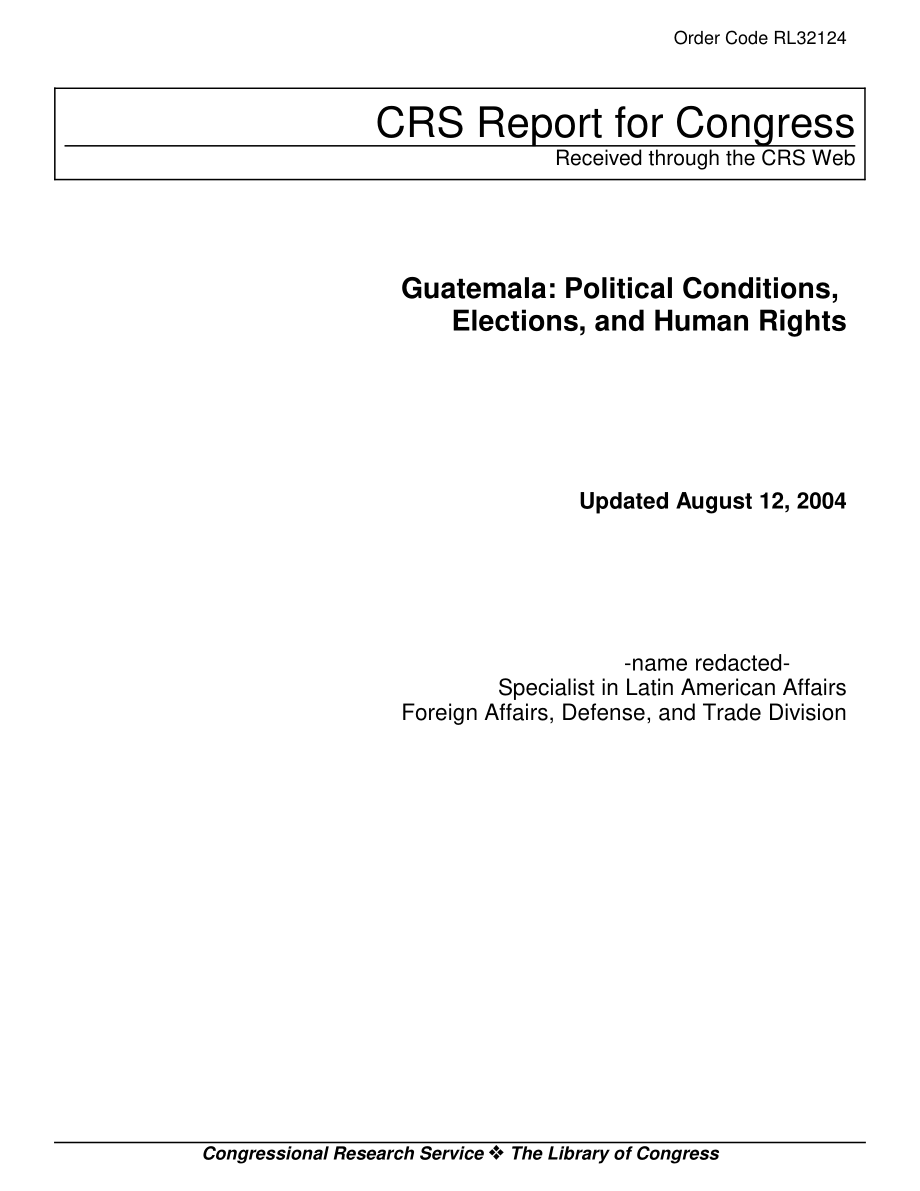[20040812]RL32124_危地马拉：政治条件、选举和人权.pdf_第1页